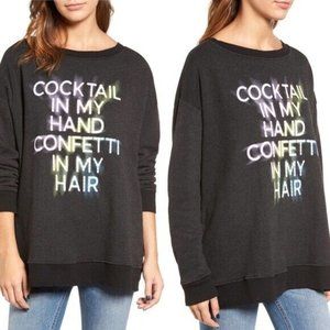 Wildfox Cocktails And Confetti Roadtrip Oversized Long Sleeve Tunic Sweater M